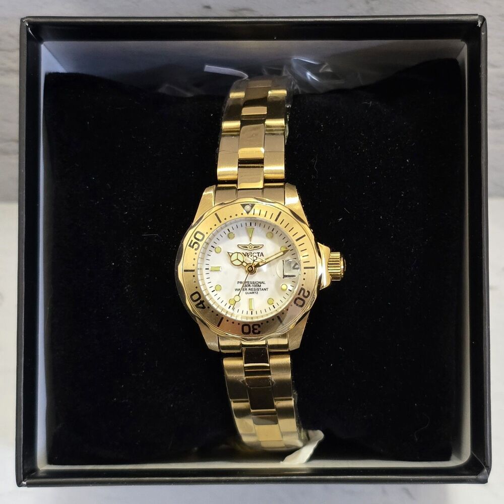 Invicta Gold Tone Women's Bracelet Watch with White Dial